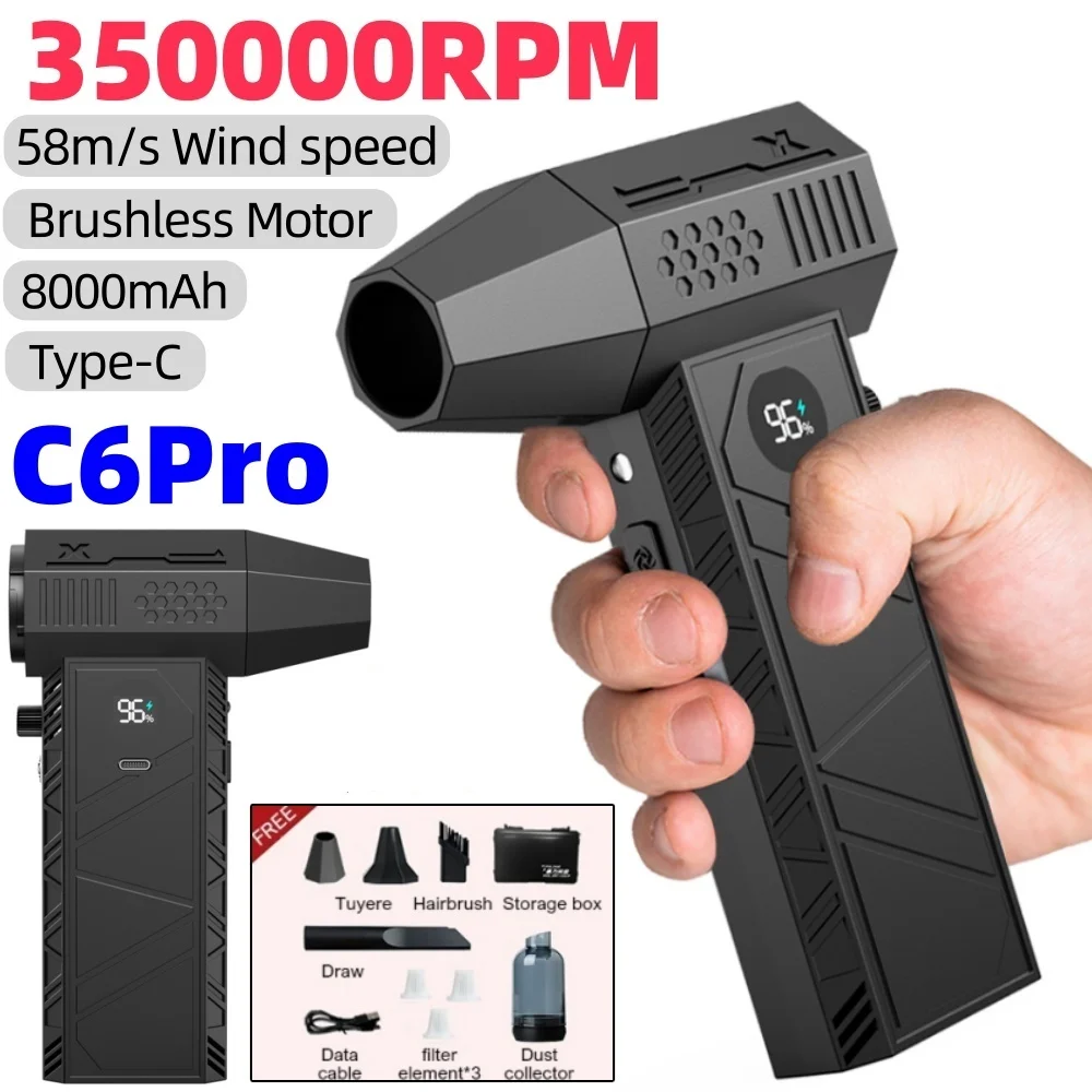 Turbo Fan Upgrade New C6 Rechargeable Blower 350000RPM Brushless Air Blower Turbo Jet Fan Portable Dust Blower Electric Dryer
Turbo Fan Upgrade New C6 Rechargeable Blower 350000RPM Brushless Air Blower Turbo Jet Fan Portable Dust Blower Electric Dryer 