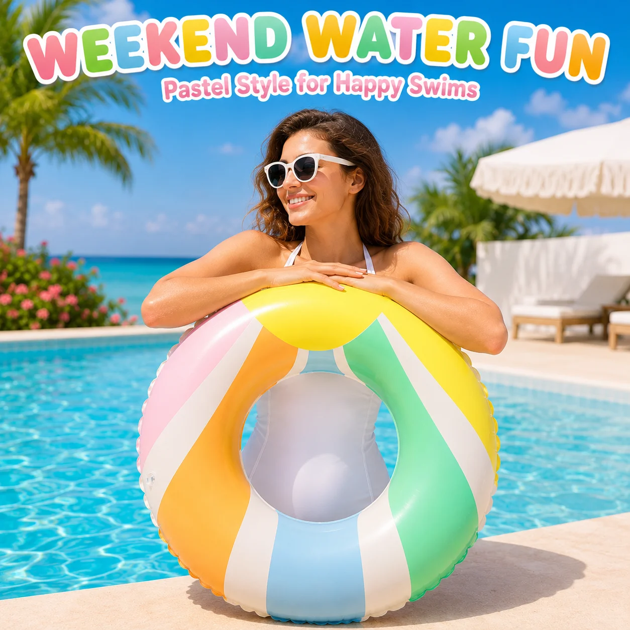 Colorful Inflatable Swim Ring, Adult Pool Floats Tube, Rainbow Swimming Ring for Beach Pool Summer Toy
Colorful Inflatable Swim Ring, Adult Pool Floats Tube, Rainbow Swimming Ring for Beach Pool Summer Toy