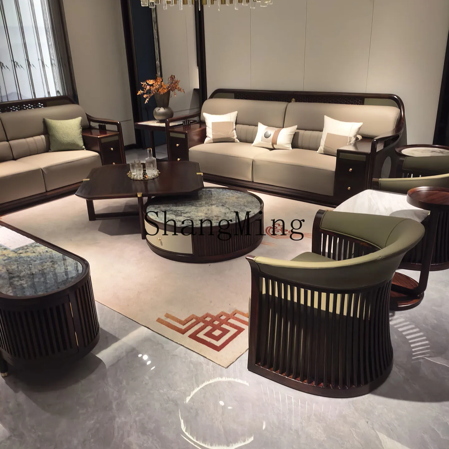 CL new Chinese leather solid wood sofa new size apartment living room straight sofa combination furniture
CL new Chinese leather solid wood sofa new size apartment living room straight sofa combination furniture