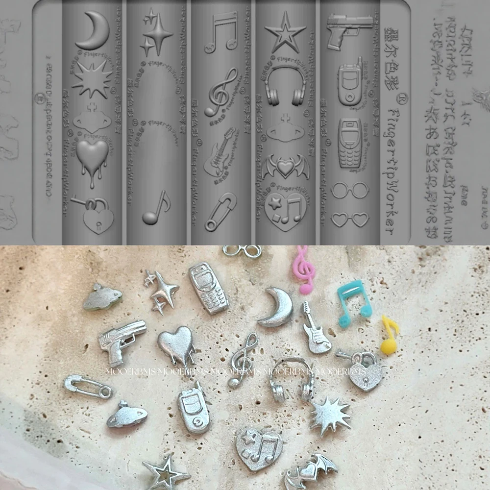 Sweet Cool Punk Music Silicone Nail Art Carving Mold Decora Y2K Musical Notes Guitar Phone Headphones Star Glasses Manicure Mold
Sweet Cool Punk Music Silicone Nail Art Carving Mold Decora Y2K Musical Notes Guitar Phone Headphones Star Glasses Manicure Mold