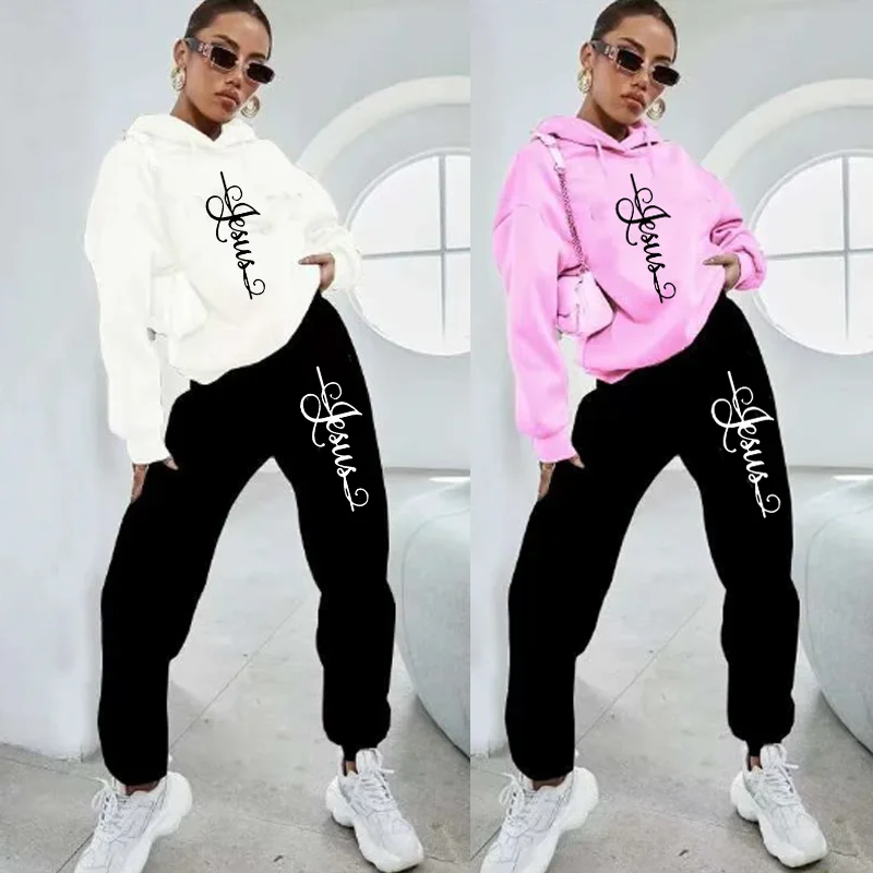 Autumn and Winter Femal Tracksuit Faith Printed Casual Sports Wear Womens Two Piece Sweatshirt Pullover Sweatpants Plus Size Set
Autumn and Winter Femal Tracksuit Faith Printed Casual Sports Wear Womens Two Piece Sweatshirt Pullover Sweatpants Plus Size Set