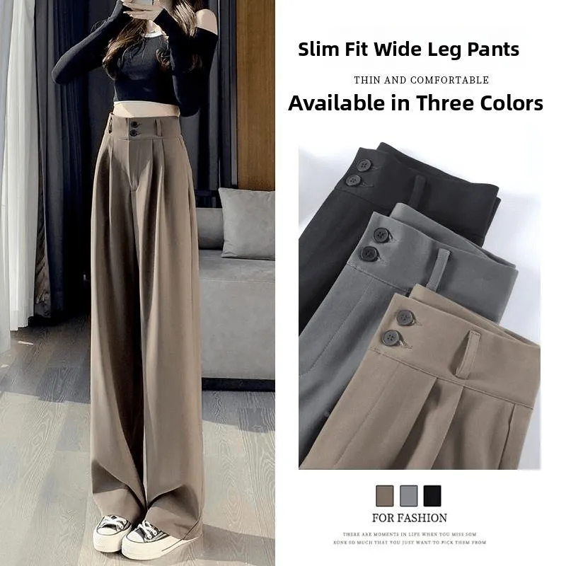 Ce Brown Slim Wide Leg Pants Women's High Waist Straight Casual Trousers Dra Floor-Length Small Size Faionable
Ce Brown Slim Wide Leg Pants Women's High Waist Straight Casual Trousers Dra Floor-Length Small Size Faionable