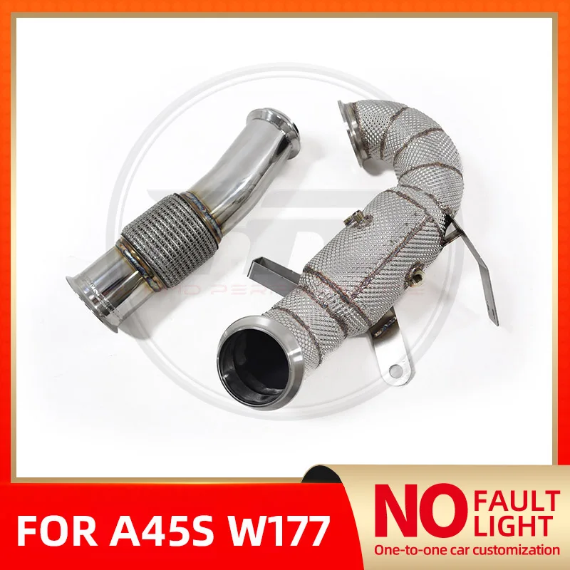 HMD No Fault Light Stainless Steel Downpipe For Mercedes Benz A45S W177 With Heat Shield High Flow Performance Exhaust System
HMD No Fault Light Stainless Steel Downpipe For Mercedes Benz A45S W177 With Heat Shield High Flow Performance Exhaust System