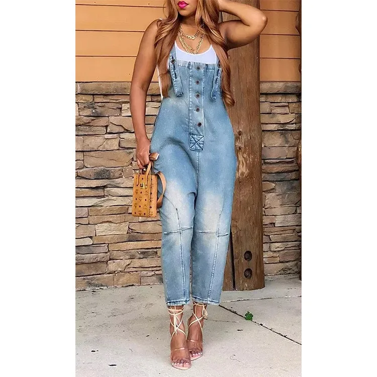 Women Jumpsuit Cropped Denim Jumpsuit High Waist Button Front Overalls Wide Leg Adjustable Straps Jeans Jumpsuit Light Blue
Women Jumpsuit Cropped Denim Jumpsuit High Waist Button Front Overalls Wide Leg Adjustable Straps Jeans Jumpsuit Light Blue