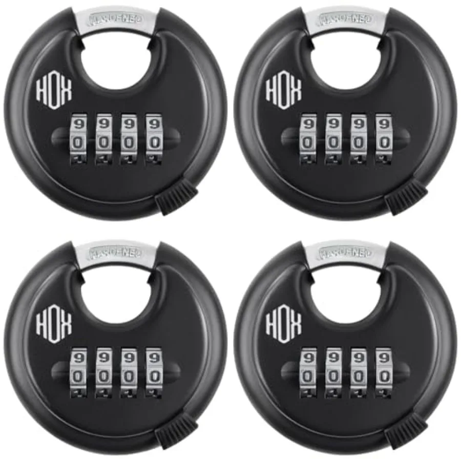Combination Lock 4 Digit Disc Padlock with 3/8 Inch Hardened Steel Shackle 2-3/4 Inch Zinc Alloy Wide Body Keyless Heavy Duty C
Combination Lock 4 Digit Disc Padlock with 3/8 Inch Hardened Steel Shackle 2-3/4 Inch Zinc Alloy Wide Body Keyless Heavy Duty C
