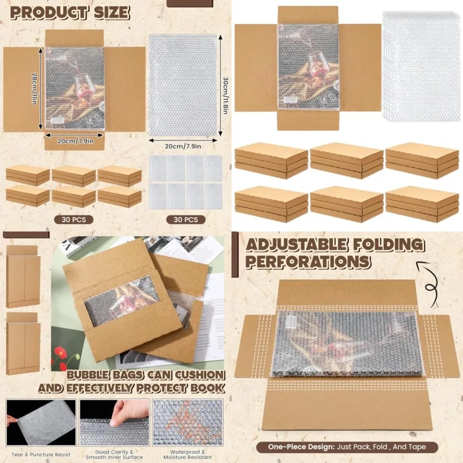 30 Pack Corrugated Comic Book Mailers 7.8 x 11 x 1.2 Inch with 30 Bubble Bags, Comic Book Shipping Box Easy Fold Cardboard Phot
30 Pack Corrugated Comic Book Mailers 7.8 x 11 x 1.2 Inch with 30 Bubble Bags, Comic Book Shipping Box Easy Fold Cardboard Phot