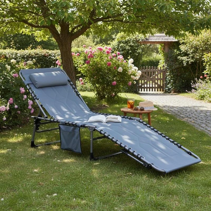 Sun Lounge Chair, Foldable Garden Lounge Chair, Padded Folding Lounge Chair, 5-position Adjustable Backrest, Oxford Cloth Fabric, 188 X 57 X 30 Cm, Grey
Sun Lounge Chair, Foldable Garden Lounge Chair, Padded Folding Lounge Chair, 5-position Adjustable Backrest, Oxford Cloth Fabric, 188 X 57 X 30 Cm, Grey