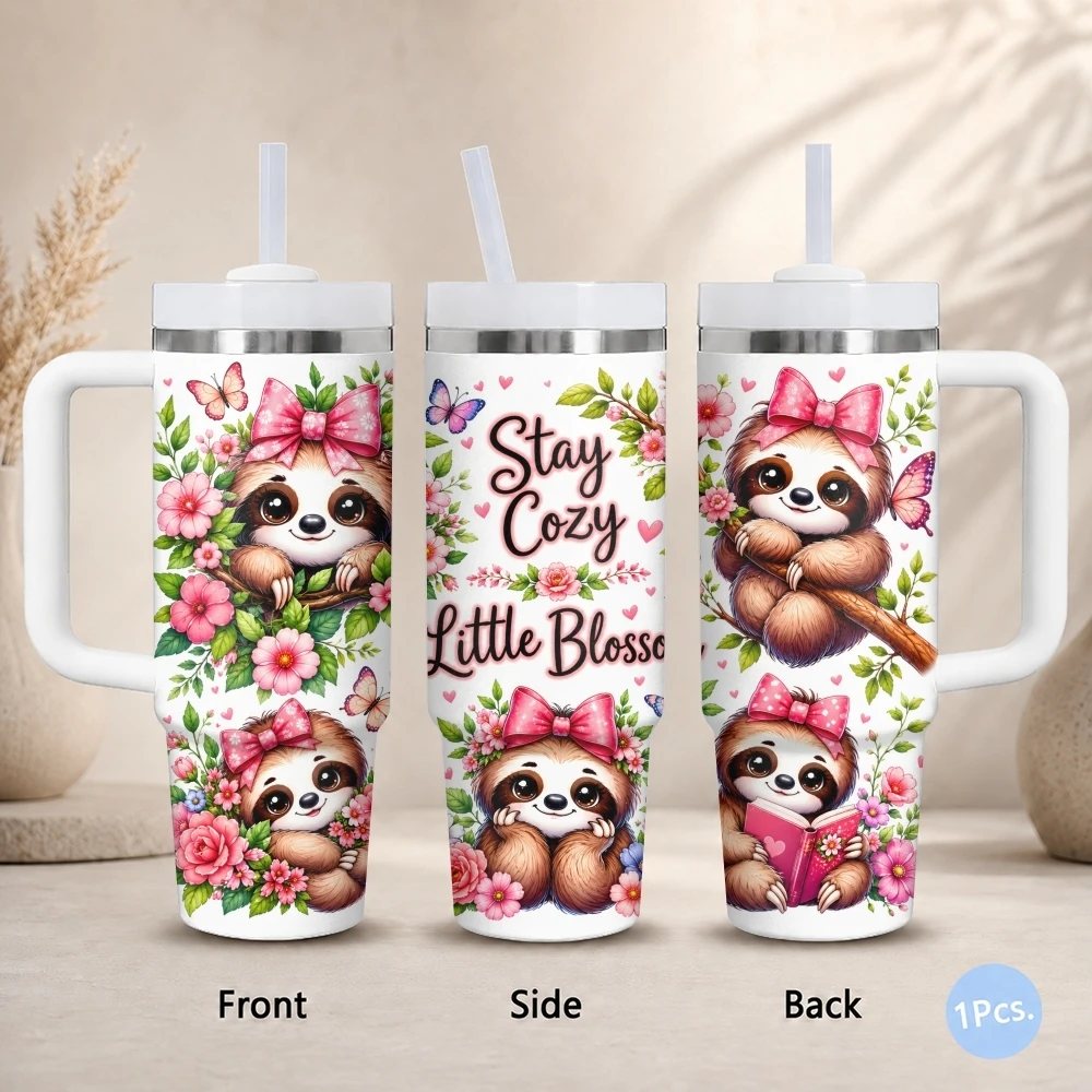 Sloth And Floral Enthusiasts Vacuum Flasks 40oz Stainless Steel Insulated Tumbler with Handle Straw Lid Leakproof Travel Mug
Sloth And Floral Enthusiasts Vacuum Flasks 40oz Stainless Steel Insulated Tumbler with Handle Straw Lid Leakproof Travel Mug