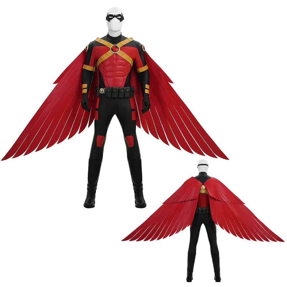 Red Robin Cosplay Costume Tim Drake Robin Leather Battle Suit Jumpsuit Cloak Outfits Adult Mens Halloween Xmas Party Uniform
Red Robin Cosplay Costume Tim Drake Robin Leather Battle Suit Jumpsuit Cloak Outfits Adult Mens Halloween Xmas Party Uniform
