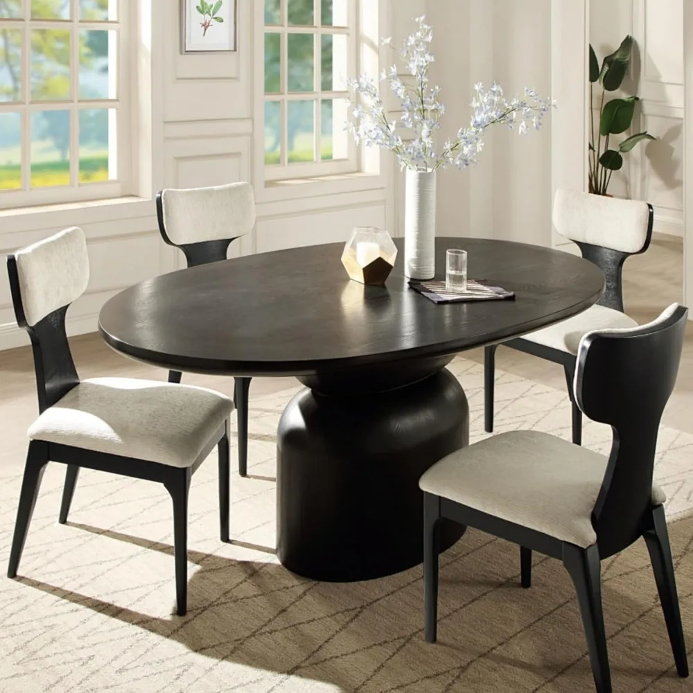 78" Oval Dining Table Mid-Century Modern Dining Table for 6 8 People with Wood Table Top Pedestal Base for Dining Room, Living
78" Oval Dining Table Mid-Century Modern Dining Table for 6 8 People with Wood Table Top Pedestal Base for Dining Room, Living