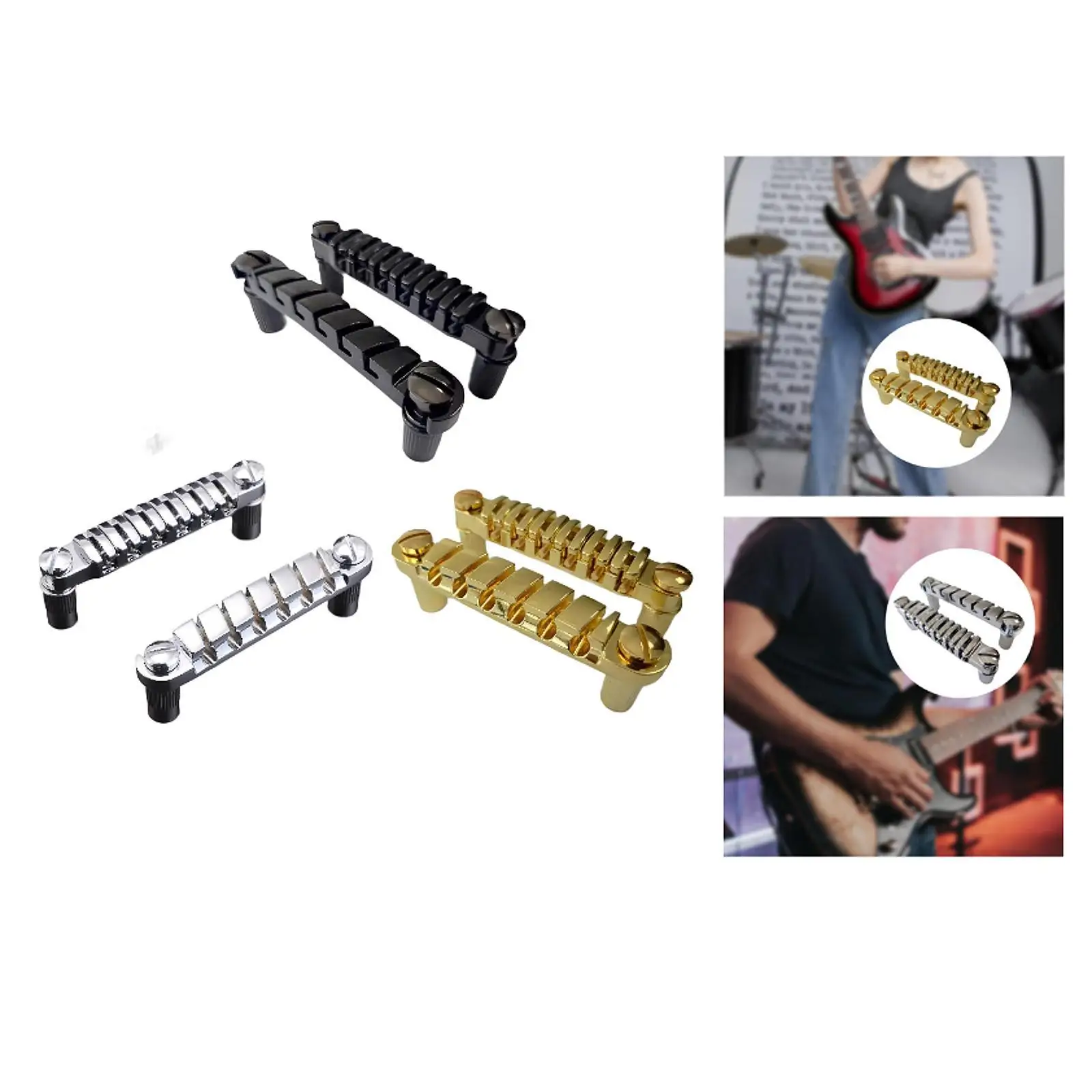 Guitar Bridge Tailpiece for 6 Strings Electric Guitar Easy to Install with 4 Studs
Guitar Bridge Tailpiece for 6 Strings Electric Guitar Easy to Install with 4 Studs