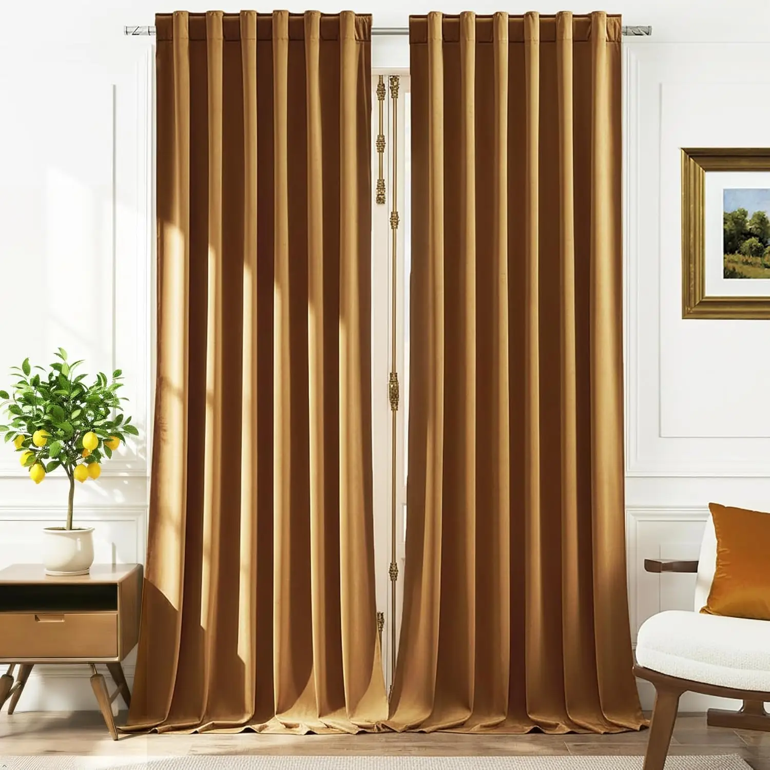Gold Brown Velvet Curtains 108 inches 2 Panels, Light Blocking Curtains for Bedroom Living Room Thermal Insulated Luxury
Gold Brown Velvet Curtains 108 inches 2 Panels, Light Blocking Curtains for Bedroom Living Room Thermal Insulated Luxury