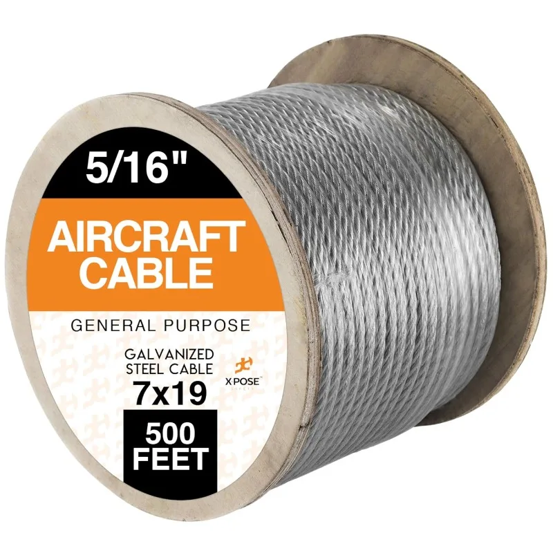 Xpose Safety 5/16in 7x19 Galvanized Steel Aircraft Cable - 500' Reel - 9,800 lb Break Strength - Marine, Industrial & DIY Uses
Xpose Safety 5/16in 7x19 Galvanized Steel Aircraft Cable - 500' Reel - 9,800 lb Break Strength - Marine, Industrial & DIY Uses