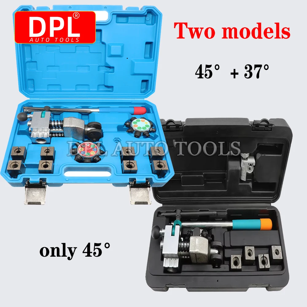 45 Degree Professional Brake Line Flaring Tool Kit for Single, Bubble, and Double Flares, 3/16", 1/4", 5/16", 3/8" Tubing
45 Degree Professional Brake Line Flaring Tool Kit for Single, Bubble, and Double Flares, 3/16", 1/4", 5/16", 3/8" Tubing