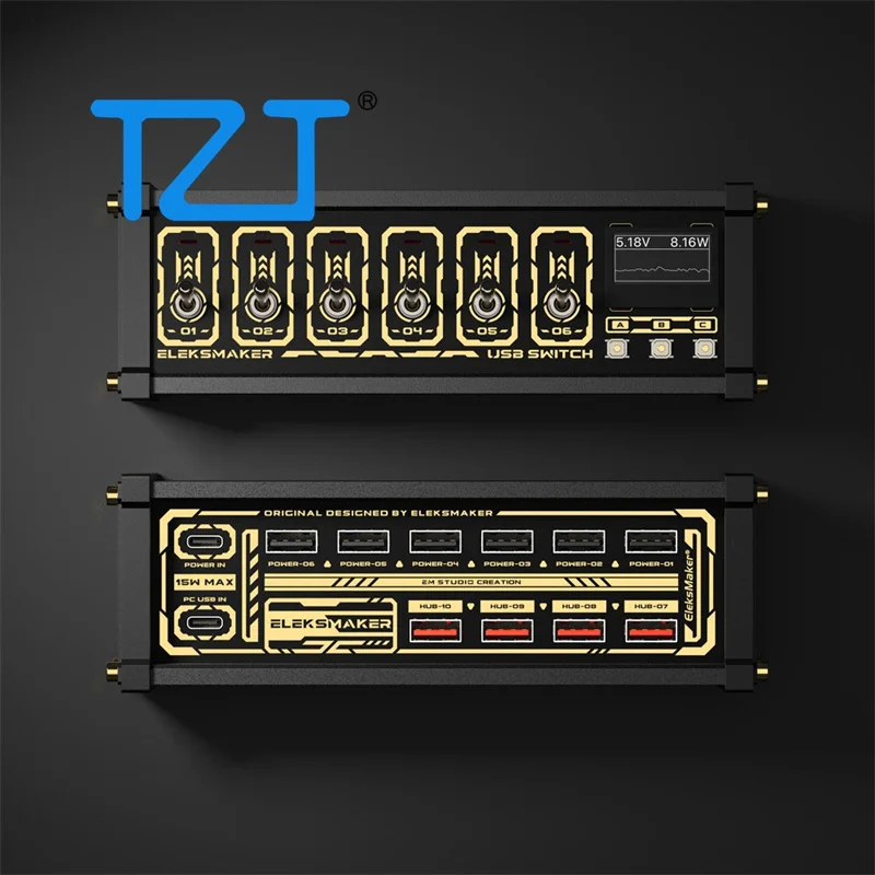 TZT EleksMaker MK4 USB Switch Hub 6-Channel RGB Indicators USB Expansion Hub with 0.96-inch LCD Screen
TZT EleksMaker MK4 USB Switch Hub 6-Channel RGB Indicators USB Expansion Hub with 0.96-inch LCD Screen