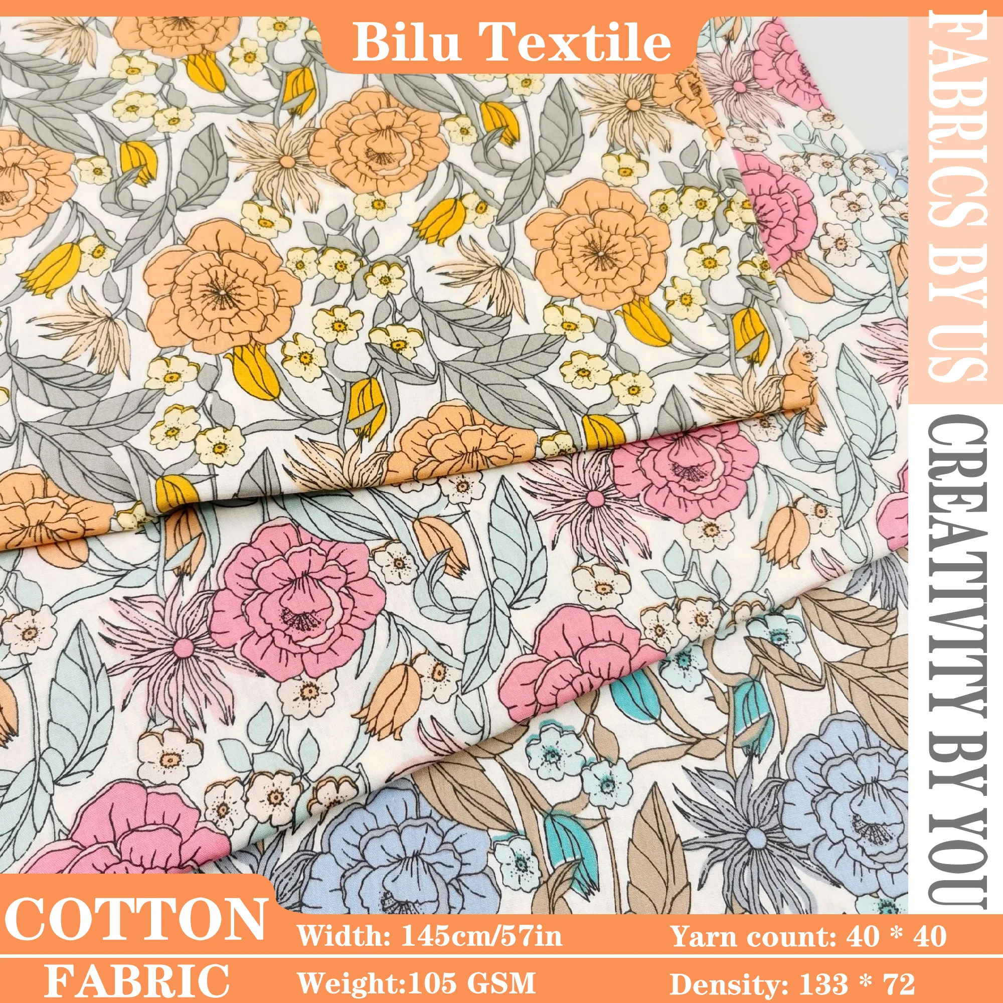 Rustic Cotton Poplin Fabric - Printed DIY Textile for Dresses & Home Decor (per Meter)
Rustic Cotton Poplin Fabric - Printed DIY Textile for Dresses & Home Decor (per Meter)