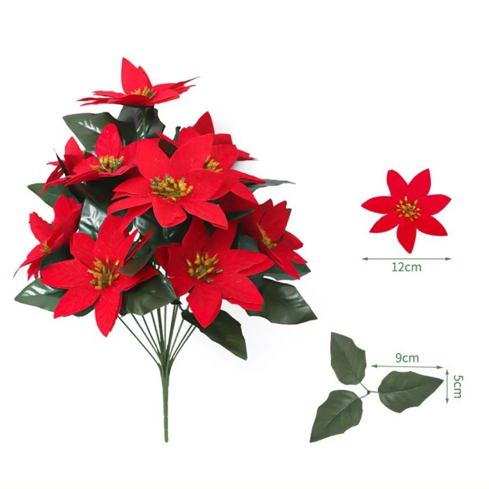 A Bundle of 12 Stems Poinsettia Artificial Flowers for Christmas Tree Table Porches Garden Parties 2026 New Year Home Decoration
A Bundle of 12 Stems Poinsettia Artificial Flowers for Christmas Tree Table Porches Garden Parties 2026 New Year Home Decoration