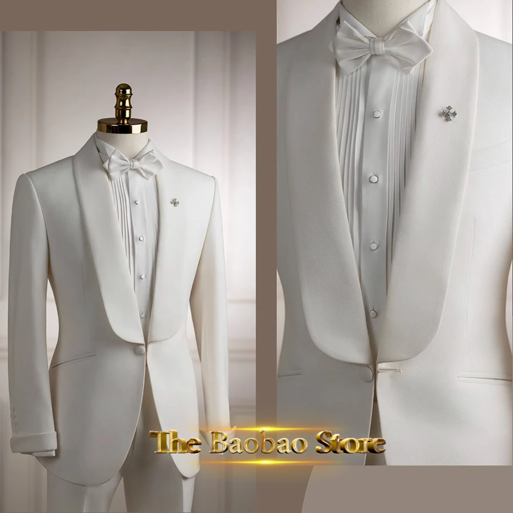 Men's Ivory 2-Piece Suit Custom Slim-Fit Shawl Lapel Jacket Pants Set for Wedding Grooms Cocktail Party Formal Events Tuxedo
Men's Ivory 2-Piece Suit Custom Slim-Fit Shawl Lapel Jacket Pants Set for Wedding Grooms Cocktail Party Formal Events Tuxedo