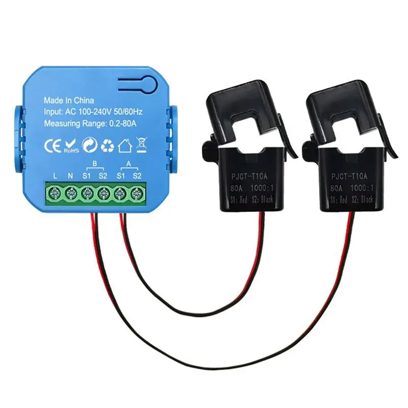 ABBG-Tuya WIFI Smart Energy Meter Bidirectional With Transformer Clamp App Monitor Power 80A Support Alarm
ABBG-Tuya WIFI Smart Energy Meter Bidirectional With Transformer Clamp App Monitor Power 80A Support Alarm