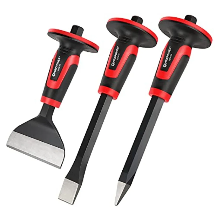 3-Piece Masonry Chisels Set, 11" Point Chisel and Flat Chisels, 8" Brick Chisel, with Thick Hand Guard
3-Piece Masonry Chisels Set, 11" Point Chisel and Flat Chisels, 8" Brick Chisel, with Thick Hand Guard