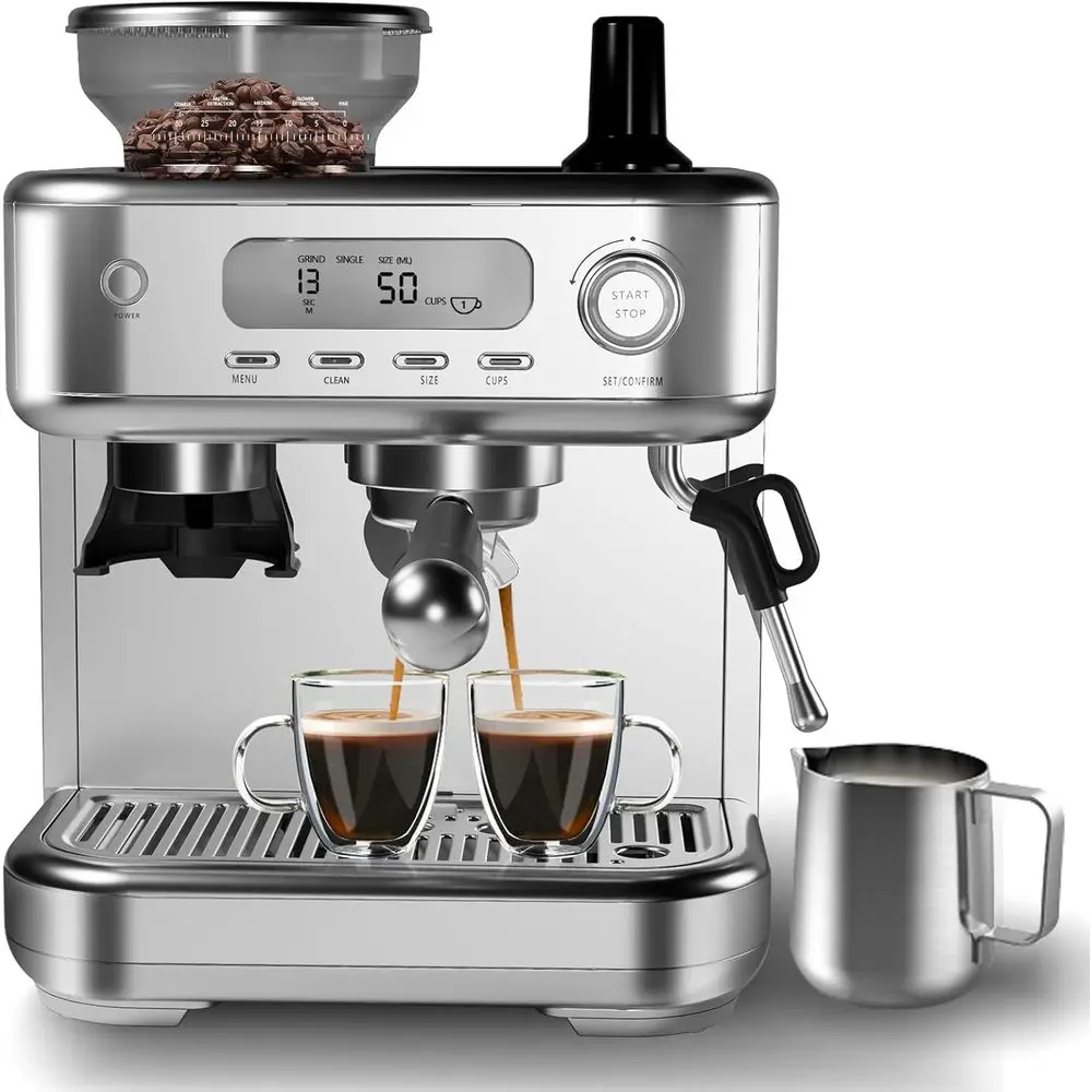 hine Built-In Grinder, High Power Milk rother, Digital LCD, StainlSteel (Single/Double Brew)
hine Built-In Grinder, High Power Milk rother, Digital LCD, StainlSteel (Single/Double Brew)