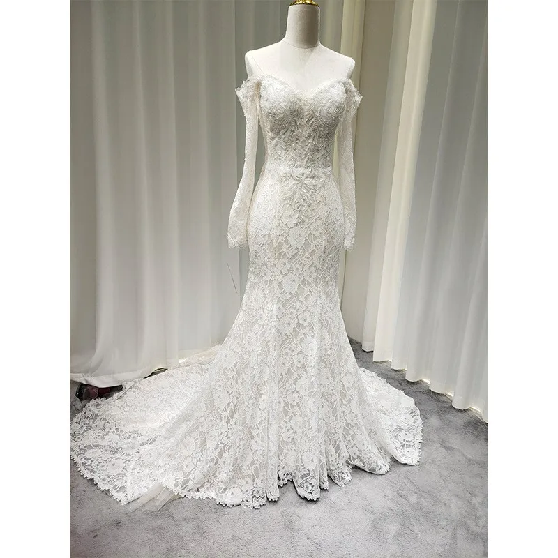 One-shoulder light tulle fishtail dress a luxury lace long-sleeved small tailing for going out
One-shoulder light tulle fishtail dress a luxury lace long-sleeved small tailing for going out