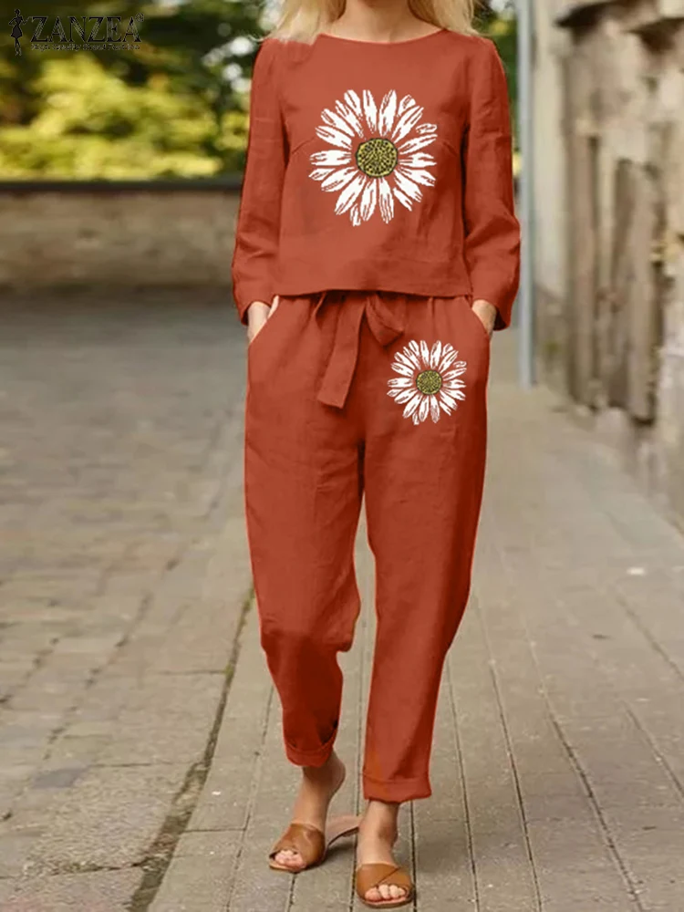 ZANZEA 2PCS Women Outfits Autumn Long Sleeve Blouse Pants Sets Fashion Tracksuits Casual Floral Printed Matching Sets Oversize
ZANZEA 2PCS Women Outfits Autumn Long Sleeve Blouse Pants Sets Fashion Tracksuits Casual Floral Printed Matching Sets Oversize
