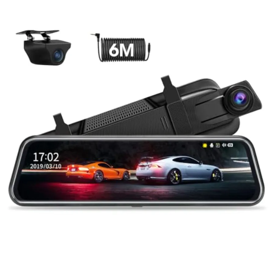 Rear view mirror dash cam for cars, ABS plastic, black, 10-inch full touch screen with 1080P front/rear recording, loop recordi
Rear view mirror dash cam for cars, ABS plastic, black, 10-inch full touch screen with 1080P front/rear recording, loop recordi