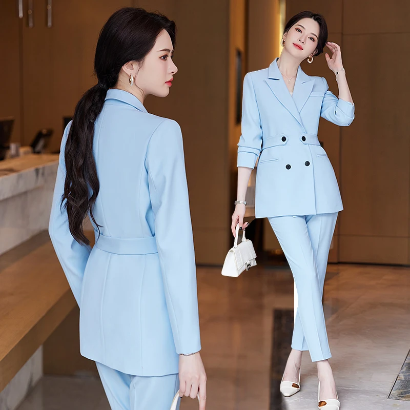 Red Blue Black Women Jacket and Pant Suit Blazer Female Office Lady Long Sleeve Business Work Wear Formal 2 Piece Set With Belt
Red Blue Black Women Jacket and Pant Suit Blazer Female Office Lady Long Sleeve Business Work Wear Formal 2 Piece Set With Belt