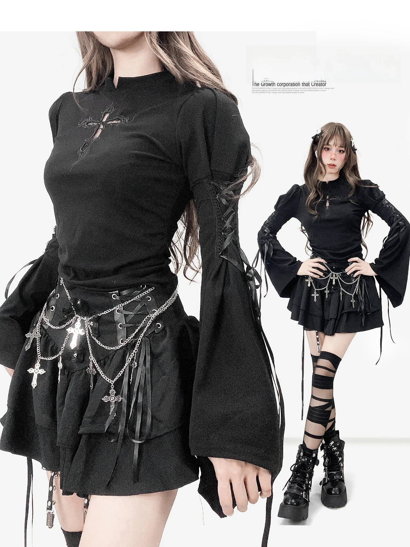 Gothic Sle Long Sve T-irt Slim Fit Cross Design Bell Sve Hollow out Women's Faion Top Moisture ng Pure Color
Gothic Sle Long Sve T-irt Slim Fit Cross Design Bell Sve Hollow out Women's Faion Top Moisture ng Pure Color