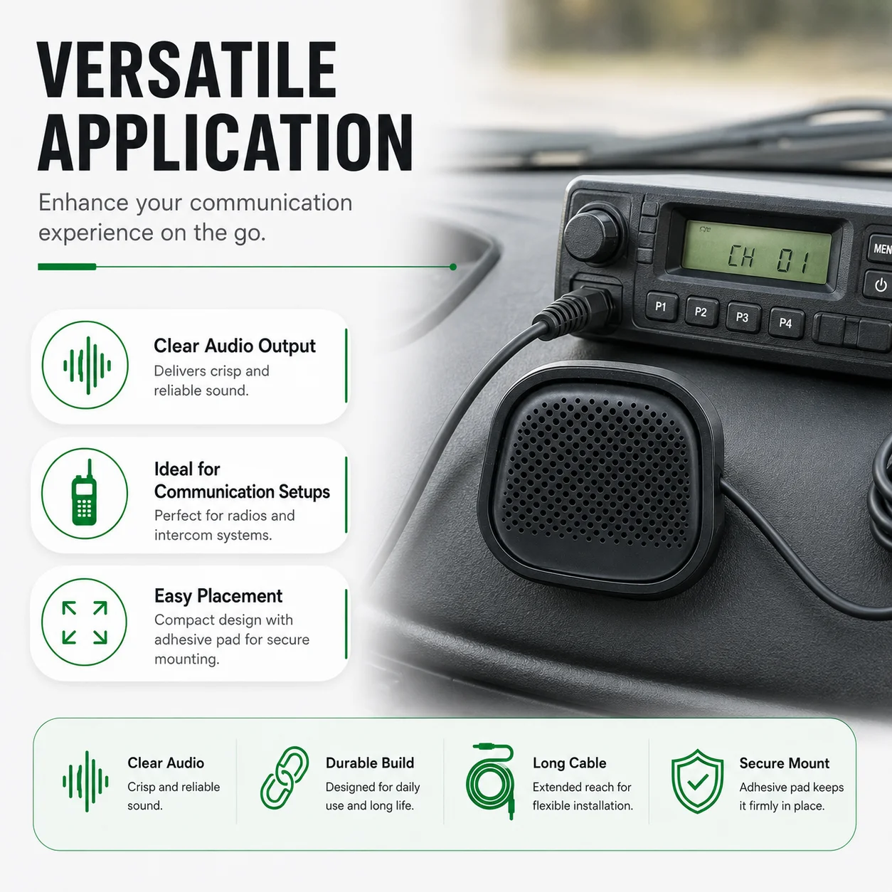 3.5mm Mini Vehicle Communication Speaker for Two-Way Radio and CB Radio External Audio Extension Speaker for Baofeng Motorola
3.5mm Mini Vehicle Communication Speaker for Two-Way Radio and CB Radio External Audio Extension Speaker for Baofeng Motorola