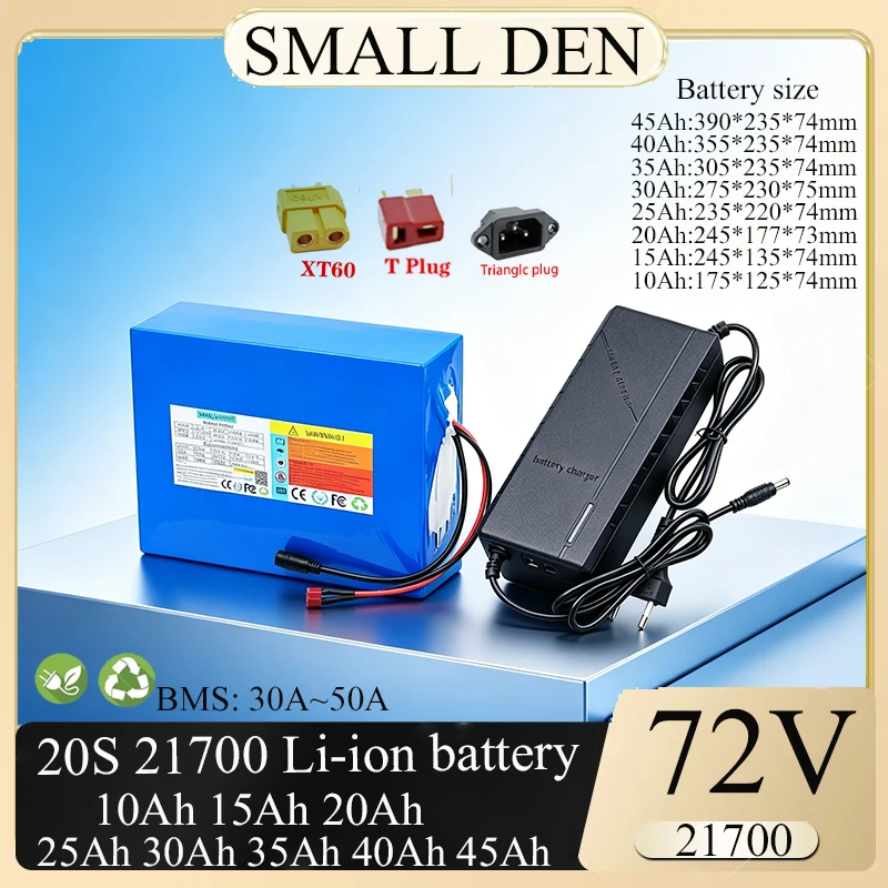 72V 10Ah 15Ah 20Ah 25Ah 30Ah 35Ah 40Ah 45Ah 21700 lithium battery pack, Suitable for various power tools 3500W+2Acharger
72V 10Ah 15Ah 20Ah 25Ah 30Ah 35Ah 40Ah 45Ah 21700 lithium battery pack, Suitable for various power tools 3500W+2Acharger