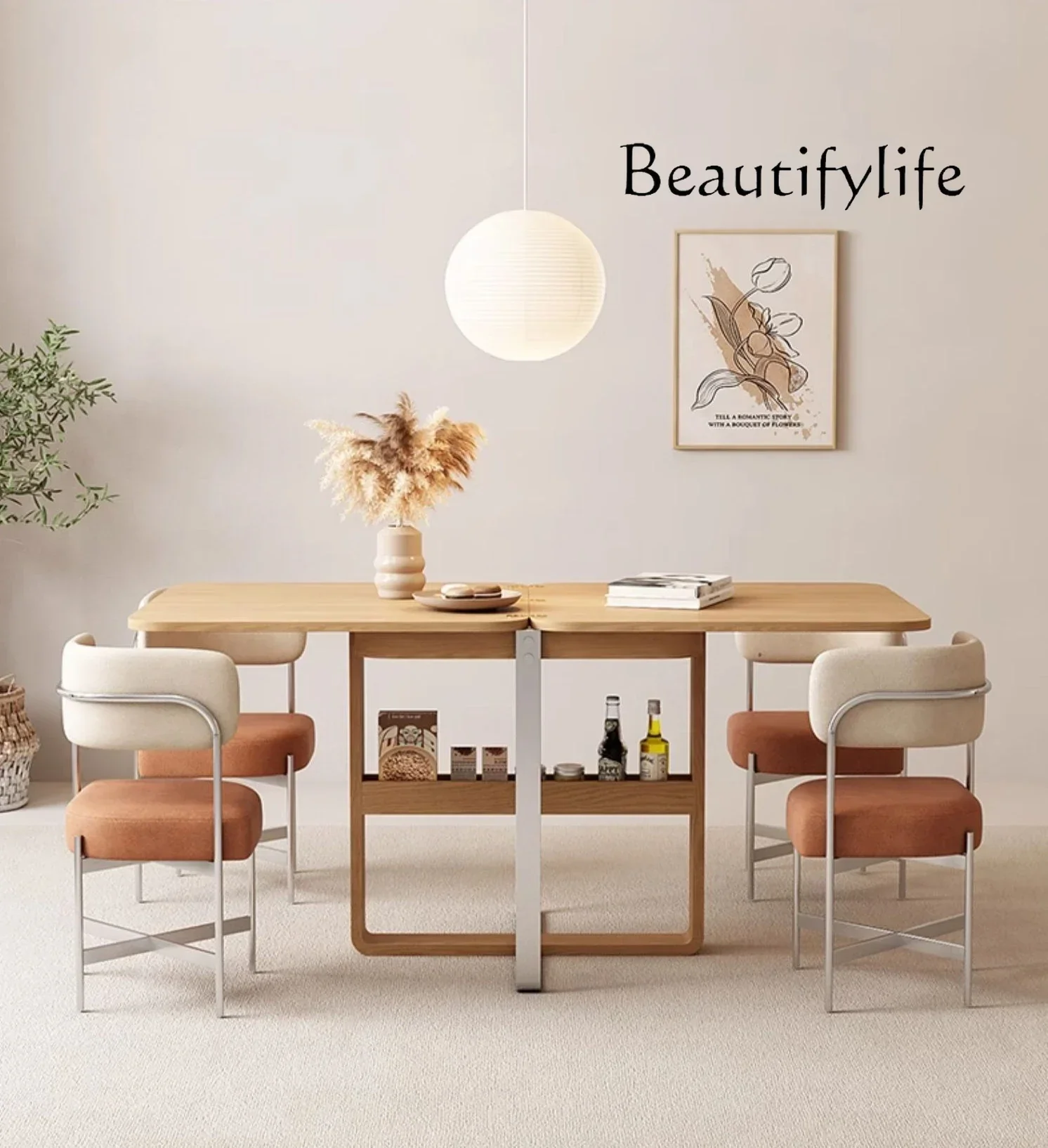Japanese Folding Dining Tables and Chairs Set Nordic Modern Simple Home Log Style Multifunctional Dining Table
Japanese Folding Dining Tables and Chairs Set Nordic Modern Simple Home Log Style Multifunctional Dining Table