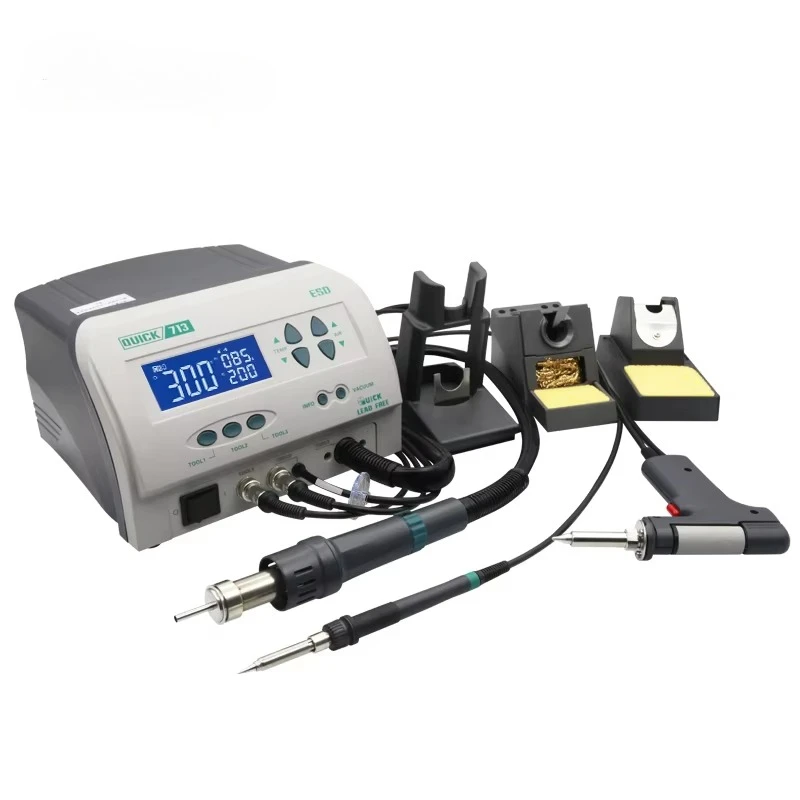3-in-1 SMD Rework Machine Soldering Iron Kit 713 Vacuum Desoldering Rework Station 90W CE Certified PCB/Motherboard Repair
3-in-1 SMD Rework Machine Soldering Iron Kit 713 Vacuum Desoldering Rework Station 90W CE Certified PCB/Motherboard Repair