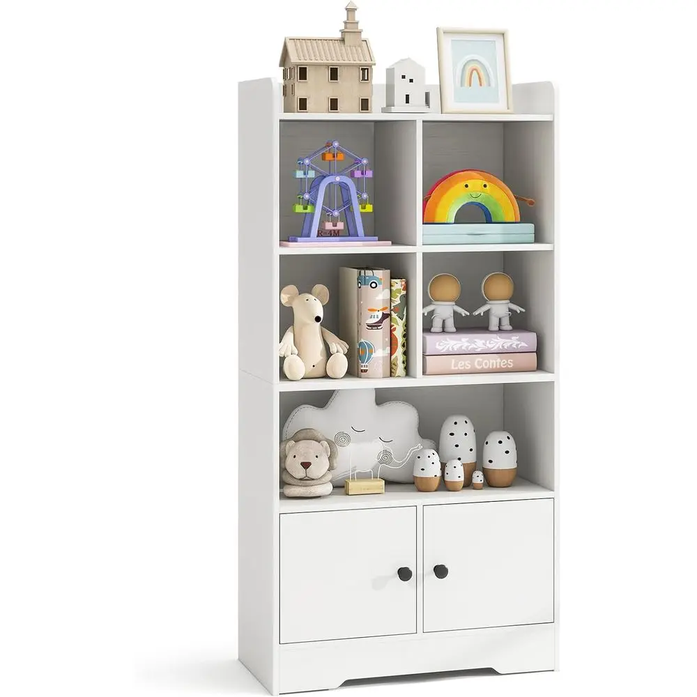 47.5 White Multi-Function Storage Cabinet with 5 Open Shelves and 2 Doors for Kids' Toys and Books
47.5 White Multi-Function Storage Cabinet with 5 Open Shelves and 2 Doors for Kids' Toys and Books