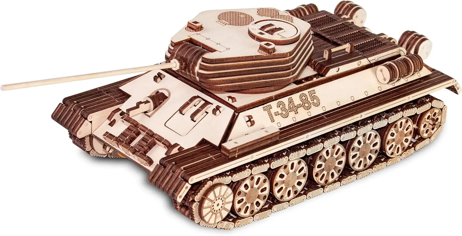 3D Wooden Puzzles for Adults - DIY T-34-85 Tank 3D Puzzle Model Kit with Rubber Band Engine, Rolling Wheels & Rotating Cannon -
3D Wooden Puzzles for Adults - DIY T-34-85 Tank 3D Puzzle Model Kit with Rubber Band Engine, Rolling Wheels & Rotating Cannon -