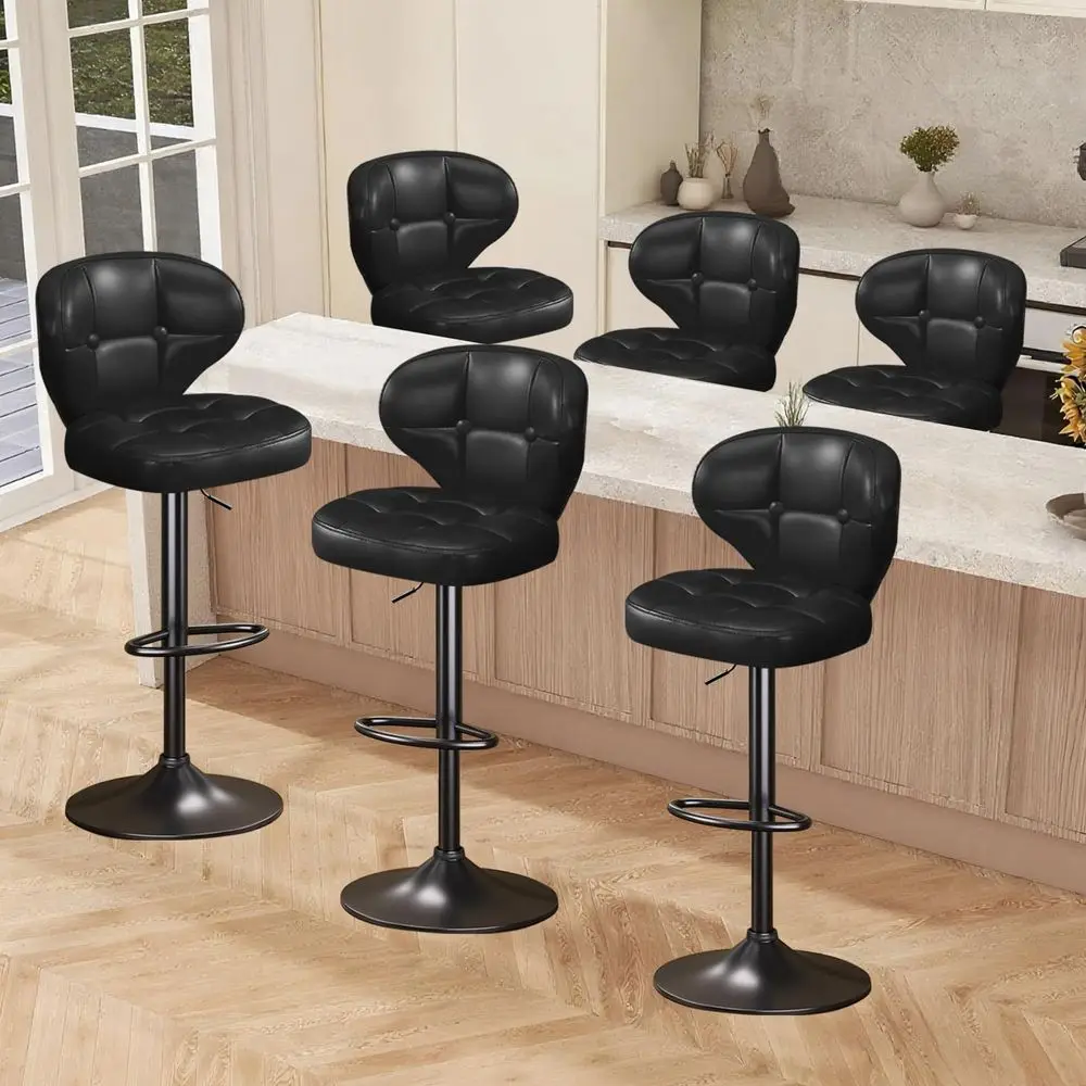 Stools Set of 6, Adjustable Swivel Bar Stools with Back, Counter Height Bar Chairs with Footrest, PU Leather Padded Seat, Metal
Stools Set of 6, Adjustable Swivel Bar Stools with Back, Counter Height Bar Chairs with Footrest, PU Leather Padded Seat, Metal