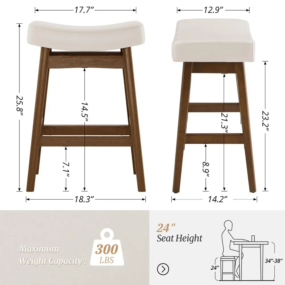 Bar Stools Set of 4, Barstools with Sturdy Wood Legs, Saddle Seat Counter Height Bar Stools for Kitchen Counter, Bar, Dining, 2
Bar Stools Set of 4, Barstools with Sturdy Wood Legs, Saddle Seat Counter Height Bar Stools for Kitchen Counter, Bar, Dining, 2