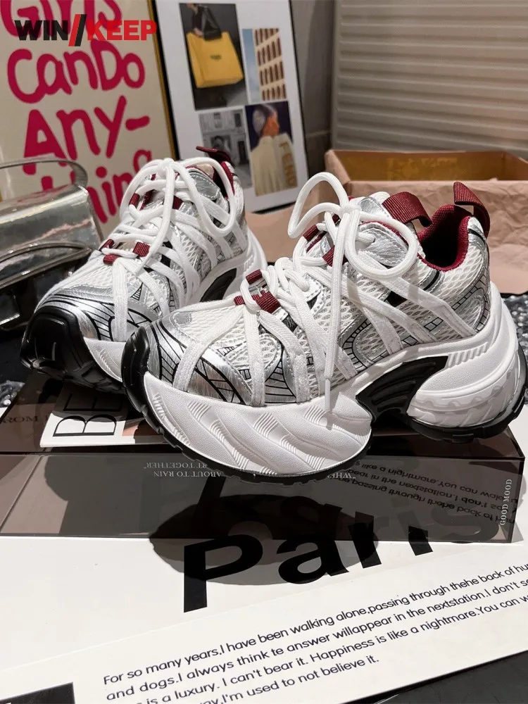 Outdoor Women Lace Up Hollow Out Thick Platform Running Shoes Breathable Round Toe Mesh Spliced Sport Shoes Sneakers Jogging
Outdoor Women Lace Up Hollow Out Thick Platform Running Shoes Breathable Round Toe Mesh Spliced Sport Shoes Sneakers Jogging