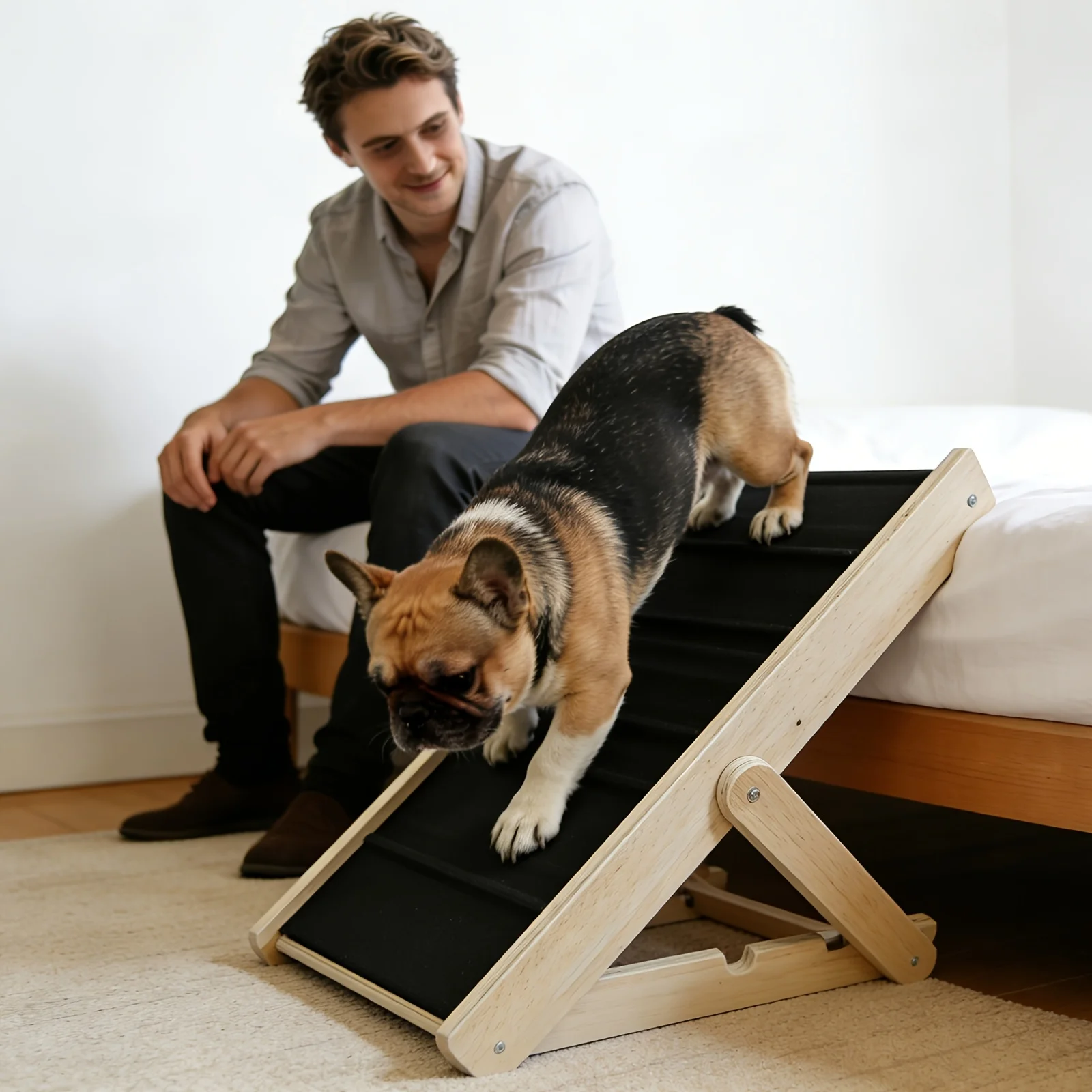 Foldable Adjustable Pet Ramp for Dogs And Cats, 2-In-1 Pet Climbing Ladder with Cat Scratcher, Multi-Height Pet Steps for Couch, Bed, Stairs - Ideal for Small Dogs, Short-Leg Breeds, Senior And Injured Pets
Foldable Adjustable Pet Ramp for Dogs And Cats, 2-In-1 Pet Climbing Ladder with Cat Scratcher, Multi-Height Pet Steps for Couch, Bed, Stairs - Ideal for Small Dogs, Short-Leg Breeds, Senior And Injured Pets