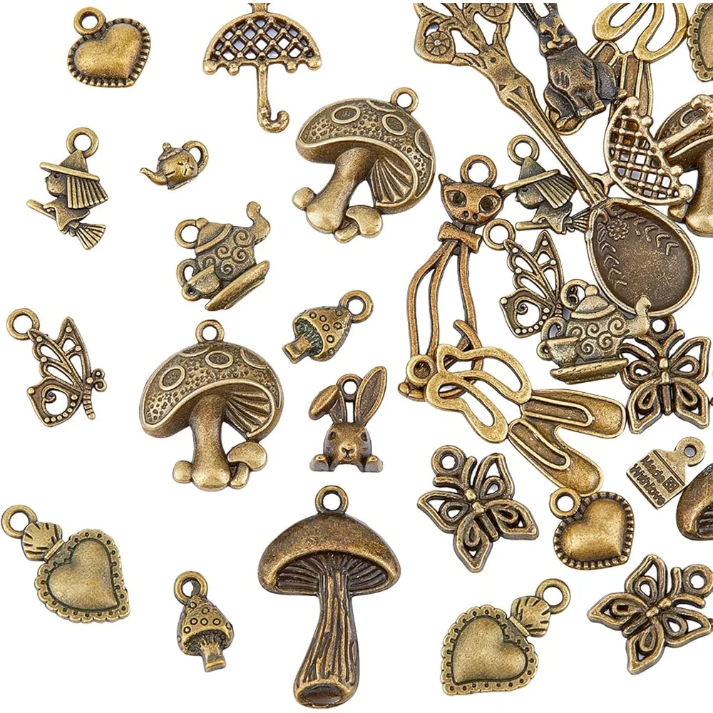 68 шт., подвески «Алиса в стране чудес», оптом, смешанный стиль, сказочные подвески, античная бронза, подвески из сплава, подвеска в виде кролика/гриба/зонтика
68 шт., подвески «Алиса в стране чудес», оптом, смешанный стиль, сказочные подвески, античная бронза, подвески из сплава, подвеска в виде кролика/гриба/зонтика