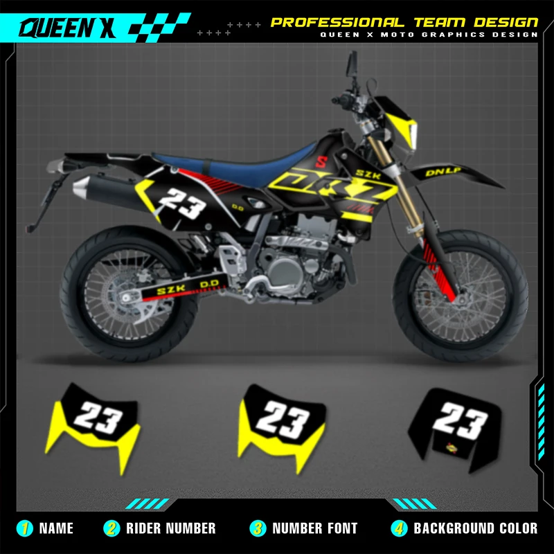 QUEEN X MOTO Custom Team Motorcycle Graphics Decal Stickers Kit For SUZUKI DRZ400 S SM E 1999-2001 2005-2022
QUEEN X MOTO Custom Team Motorcycle Graphics Decal Stickers Kit For SUZUKI DRZ400 S SM E 1999-2001 2005-2022