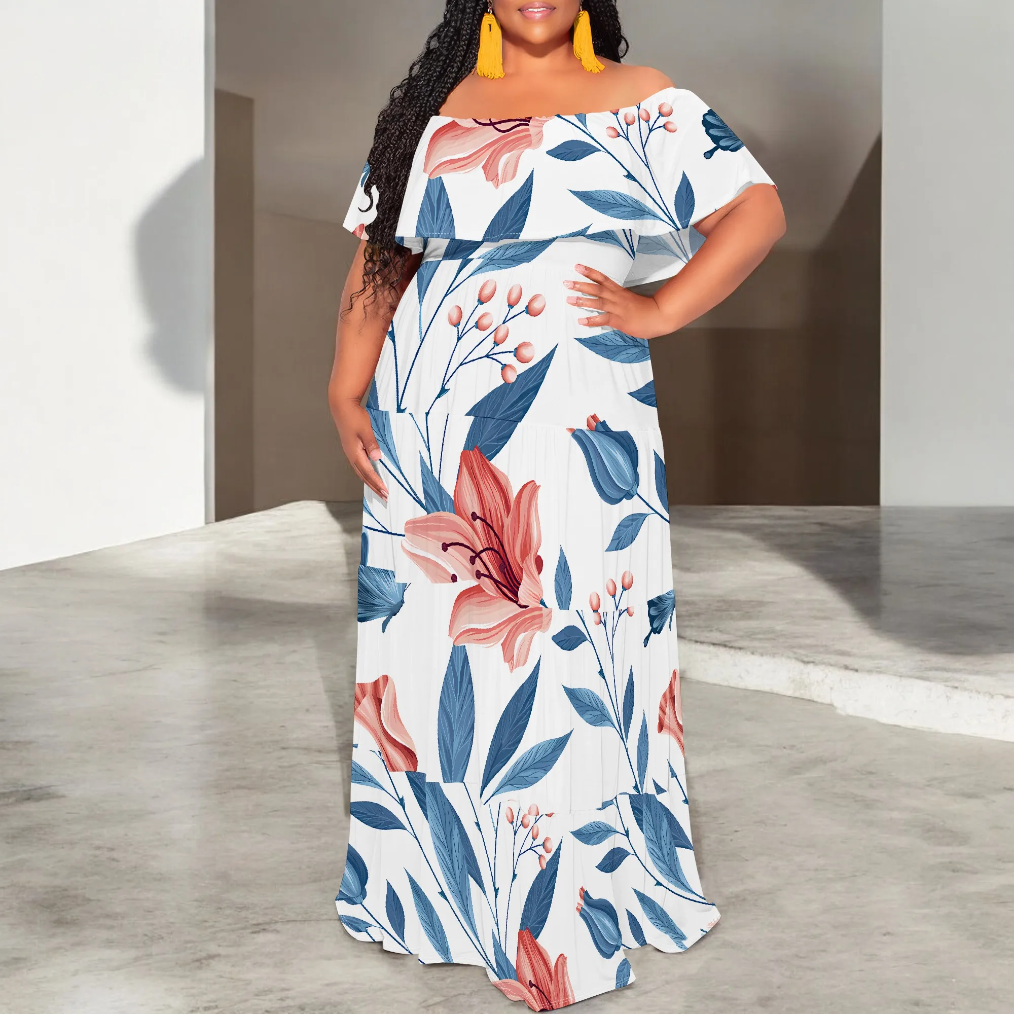 Women's Tight Hips-Wrapped Geometric Off-Shoulder Ruffle Short Sleeve Dress Vibrant Cultural Party Casual Maxi Dress
Women's Tight Hips-Wrapped Geometric Off-Shoulder Ruffle Short Sleeve Dress Vibrant Cultural Party Casual Maxi Dress