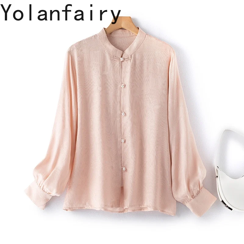YOLANFAIRY New Beautiful 100% Genuine Mulberry Silk Women Shirt Jacquard Loose Long Sleeve Tops Elegant Shirts Damen Pink Shirt
YOLANFAIRY New Beautiful 100% Genuine Mulberry Silk Women Shirt Jacquard Loose Long Sleeve Tops Elegant Shirts Damen Pink Shirt