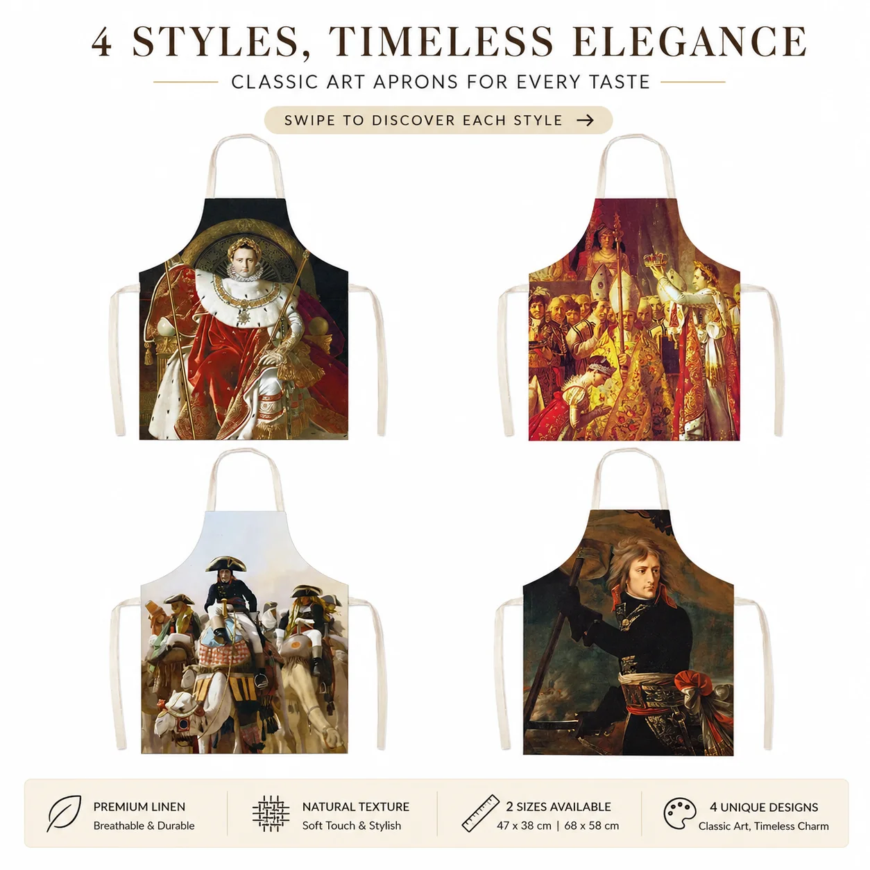 French Emperor Napoleon Oil Painting Sleeveless Linen Apron Men Women Kitchen Chef Cooking BBQ Bib Home Cleaning Art Pinafore
French Emperor Napoleon Oil Painting Sleeveless Linen Apron Men Women Kitchen Chef Cooking BBQ Bib Home Cleaning Art Pinafore