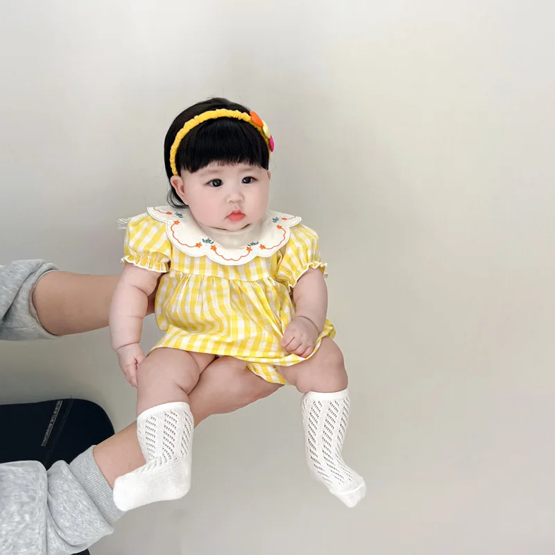 2026 Summer Baby Collar Checkered Short Sleeved Jumpsuit Baby Cotton Cute Bag Fart Crawling Clothes Kids Rompers
2026 Summer Baby Collar Checkered Short Sleeved Jumpsuit Baby Cotton Cute Bag Fart Crawling Clothes Kids Rompers