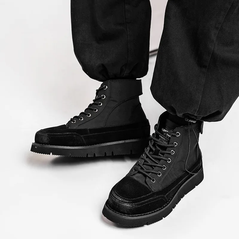 British Style Ankle Boots Men's High Top Shoes Motorcycle Workwear Trendy Lace Up Thick Sole Casual Fashion Platform Boots Male
British Style Ankle Boots Men's High Top Shoes Motorcycle Workwear Trendy Lace Up Thick Sole Casual Fashion Platform Boots Male
