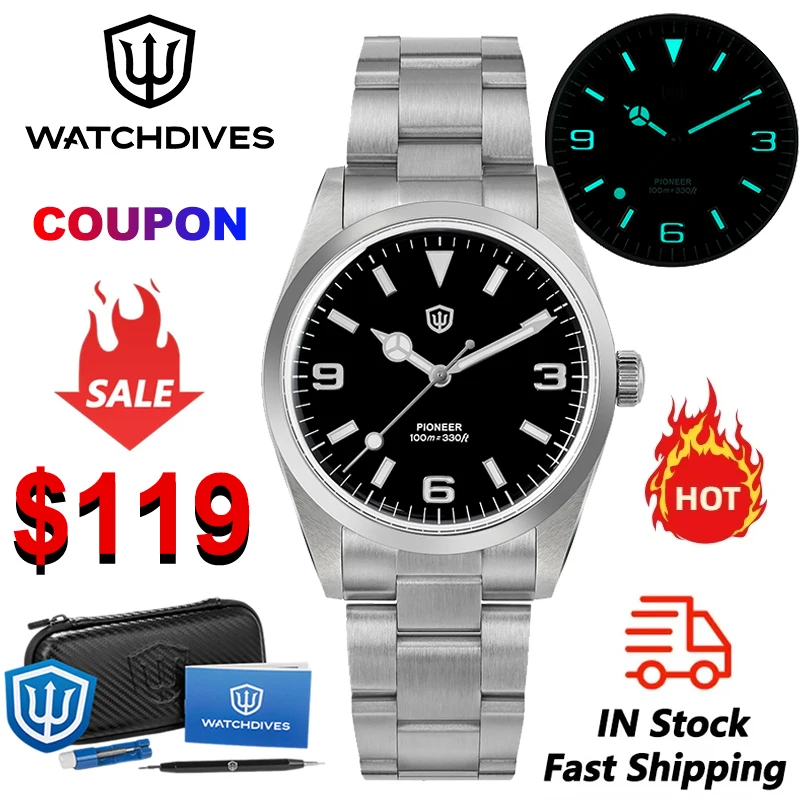 Watchdives WD1016 Quartz Watch 39mm VH31 Sweep Movemet Vintage Watch 100m Waterproof Sapphire Slim Case Luminous Watch with Box
Watchdives WD1016 Quartz Watch 39mm VH31 Sweep Movemet Vintage Watch 100m Waterproof Sapphire Slim Case Luminous Watch with Box
