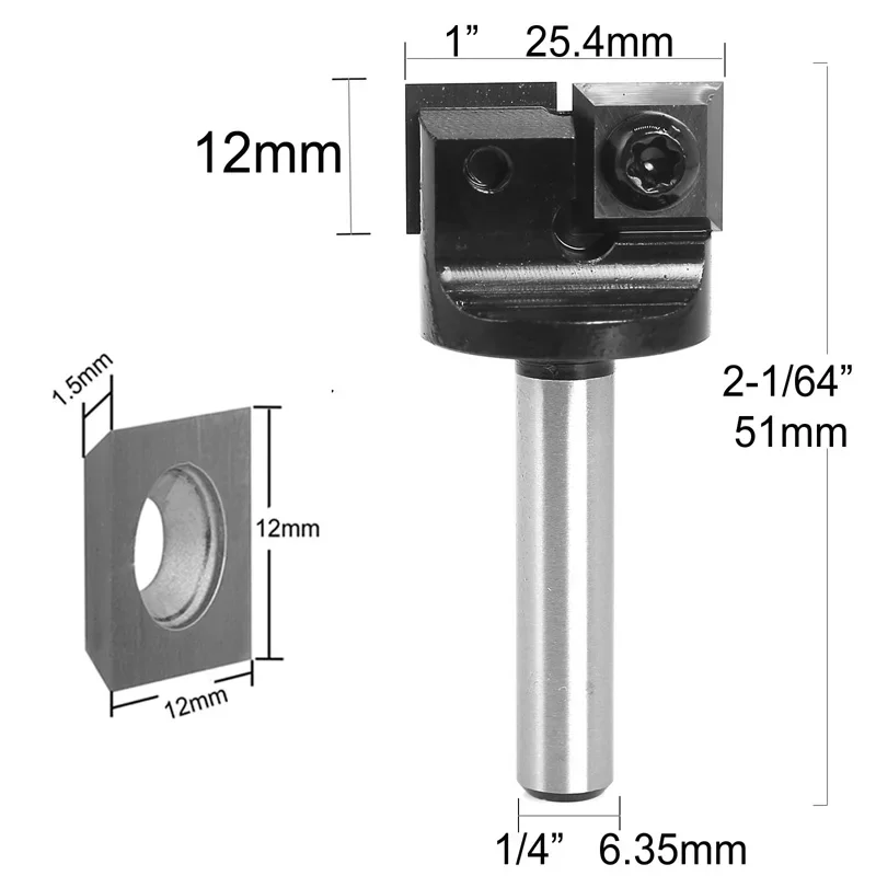 Insert Style Carbide Mini Spoilboard Surfacing Surface Planer Rabbeting Flycutter Slab Leveler Ruter Bit 6mm 8mm Shank 1/4"
Insert Style Carbide Mini Spoilboard Surfacing Surface Planer Rabbeting Flycutter Slab Leveler Ruter Bit 6mm 8mm Shank 1/4"
