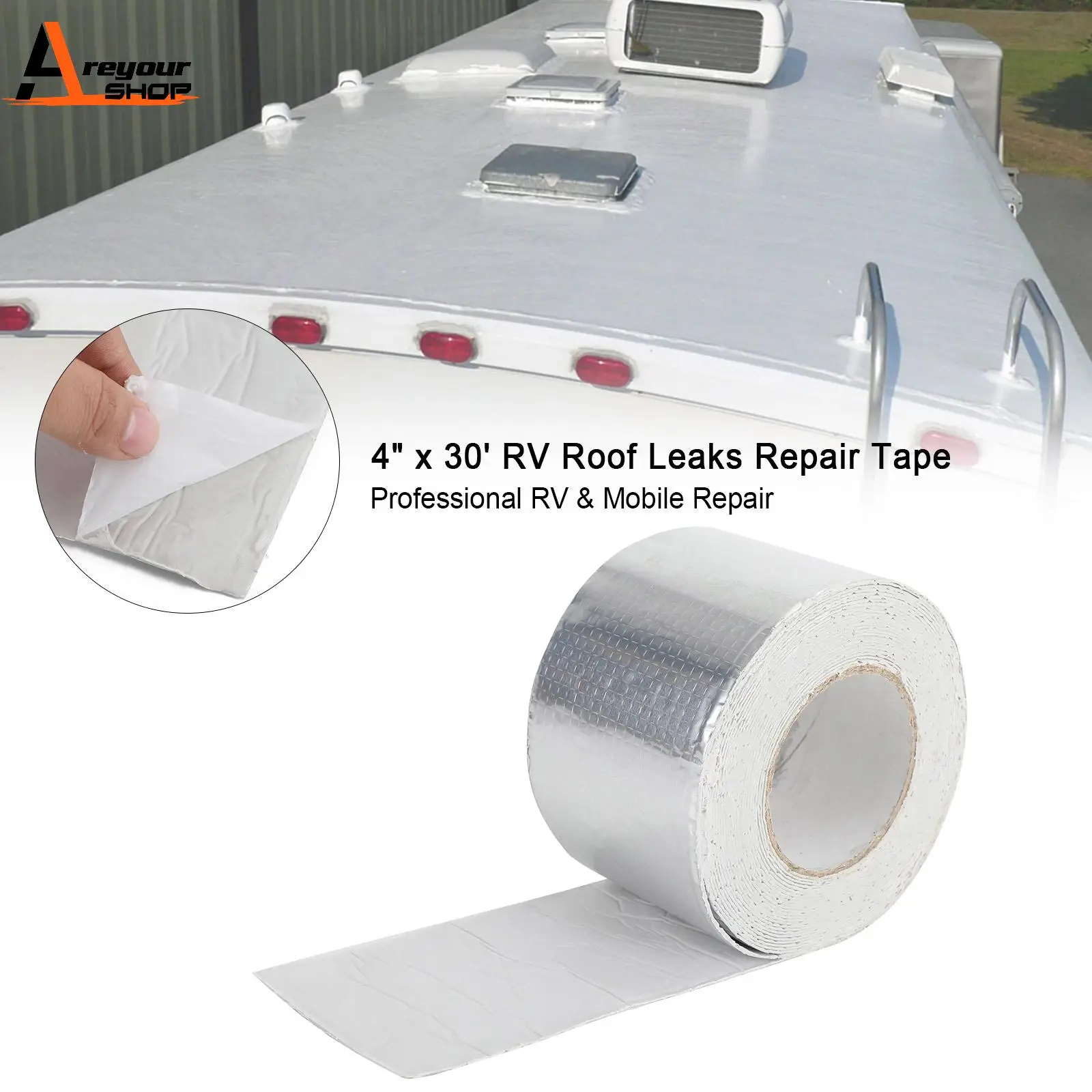4" x 30' RV Sealant Tape UV Waterproof Roof Leaks Repair Tape Seal Sticky Silver
4" x 30' RV Sealant Tape UV Waterproof Roof Leaks Repair Tape Seal Sticky Silver